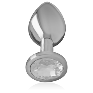 INTENSE - ALUMINUM METAL ANAL PLUG WITH SILVER CRYSTAL SIZE S