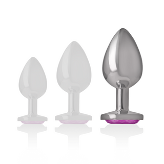 INTENSE - ALUMINUM METAL ANAL PLUG WITH PINK CRYSTAL SIZE L