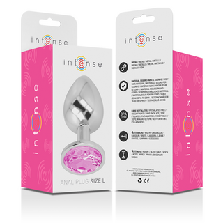 INTENSE - ALUMINUM METAL ANAL PLUG WITH PINK CRYSTAL SIZE L